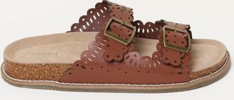 Fat Face FatFace Fleur Tan Brown Leather Lasercut Footbed Sandal