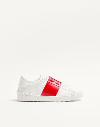 Valentino Garavani Calfskin Open Sneaker Man WHITE/RED 40.5