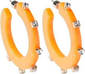 Smith & Co Womens Large City Girl Jewel Hoop Earrings In Tangerine
