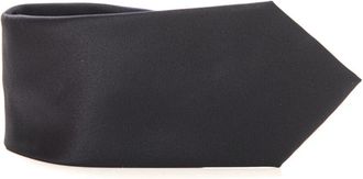 Emporio Armani Zijden Logo Stropdas Eenvoudige Stijl - Heren - Stropdassen - Zwart - ONE Size - Accessoires