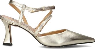 Notre-V Schoenen, Dames, Geel, 38 EU, Leer, Gouden Sandalen met Hak