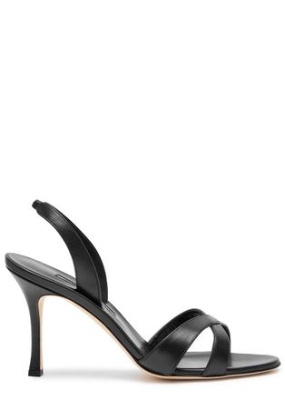 Manolo Blahnik Callasli 90 Leather Slingback Sandals - Black - 38 (IT38 / UK5)