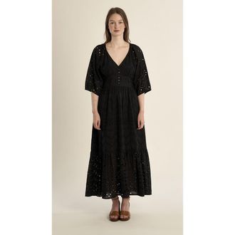 Molly Bracken Maxi-jurk met korte mouwen en V-hals