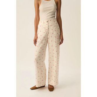 des petit hauts Broek met wijde pijpen en bloemenprint, TIFFAINE