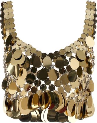 Paco Rabanne Haut Top Oro-Donna