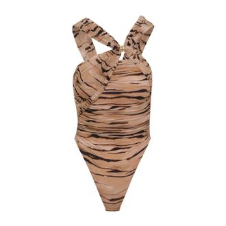 Elisabetta Franchi Body, female, Multicolor, Size: XS Tiger Print Body