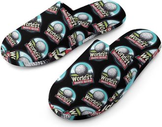 Generic Okayest Golfer Mens Cotton Slippers Memory Foam Comfort House Shoes Winter Indoor Slipper for Hotel Casa Spa