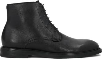 Kazar Minimalistische platte enkellaarsjes - Heren - Veterlaarzen - Zwart - 40 EU - Leer - Schoenen
