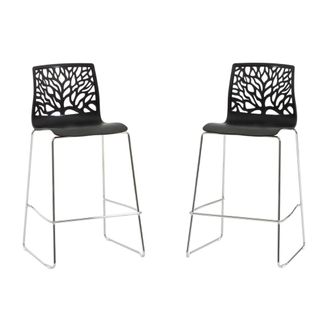 Siediti Fuori e Dentro Pareja de taburetes de cocina de resina con fibra de vidrio antracita