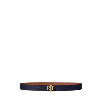 Ralph Lauren Belts, female, Blue, L, Logo Reversible Pebbled Leather Belt