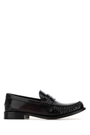 Prada Womens Dark Brown Leather Loafers - Black - Size EU 36