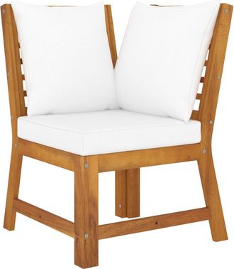 vidaXL Sof&aacute; De Esquina Seccional Madera Maciza Acacia Y Cojines Crema Vidaxl