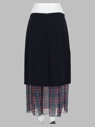 Dries Van Noten Layered Plaid Panel Midi Skirt - Blue