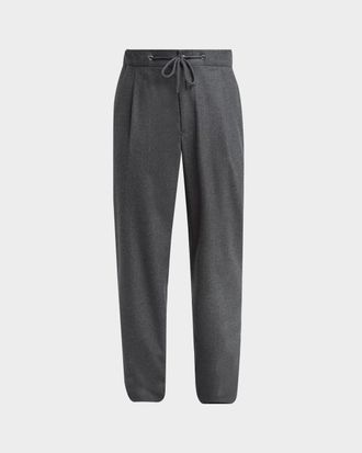 Giorgio Armani Men & apos;s Upton Cashmere-Stretch Pleated Drawstring Pants