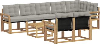 vidaXL Conjunto De Sof&aacute;s De Exterior 9 Uds. Blanco Y Gris Claro Vidaxl