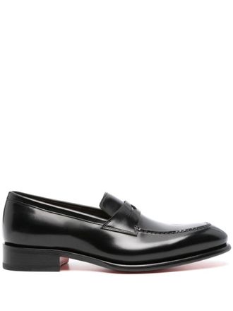 Santoni Leren penny loafers - Zwart