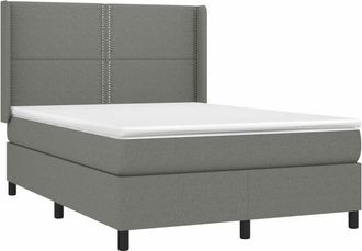 vidaXL Cama Box Spring Colch&oacute;n Y Luces Led Tela Gris Oscuro 140x200 Cm Vidaxl