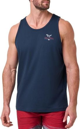 Travis Mathew Red White BBQ Cotton Graphic Tank in Total Eclipse at Nordstrom, Size Medium