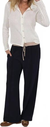 Sadie & Sage On Film Vintage Contrast Piping Drawstring Pant In Navy