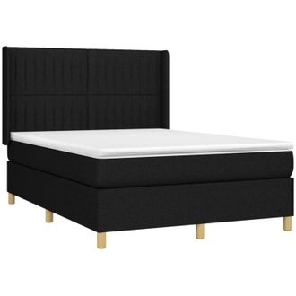 vidaXL Cama Box Spring Colch&oacute;n Y Luces Led Tela Negro 140x200 Cm Vidaxl