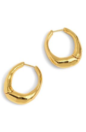 Madewell Hammered Puffy Huggie Hoop Earrings in Antique Gold at Nordstrom