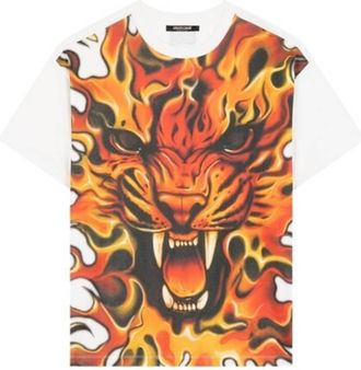 Roberto Cavalli Tiger Graphic Cotton T-Shirt, Size X-Large