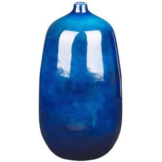 Beliani Beliani - Florero De Terracota Azul Oscuro 45 Cm Forma De Tarro Sala De Estar Vitoria