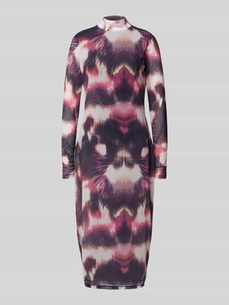 Comma Midikleid mit Raffungen in Lila, Gr&ouml;&szlig;e 38