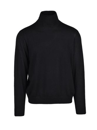 A|X Armani Exchange Black Acrylic Virgin Wool-Blend Crewneck Sweater