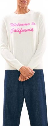 JUMPER 1234 Welcome To California Crew Sweater In Cream And Neon Pink