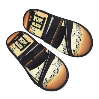 Generic Piano Violin And Music Notes Unisex House Slippers Breathable Slippers Fluffy House Shoes For Bedroom Indoor Outdoor L