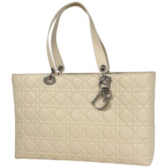 Dior Ivory Leather Tote Bag (Pre-Owned)