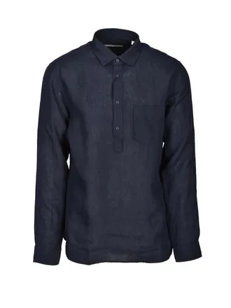 BATURO Black Linen Button-Down Shirt