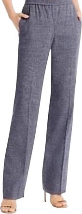 Theory Womens Linen Blend Straight Pull On Pants In Navy Melange Eco Sharkskin