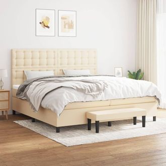 vidaXL Vidaxl - Cama Box Spring Con Colch&oacute;n Tela Color Crema 200x200 Cm