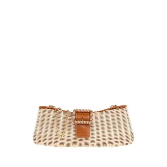 Rodo Clutches, female, Brown, Size: ONE SIZE Nathalie Woven Wicker Clutch