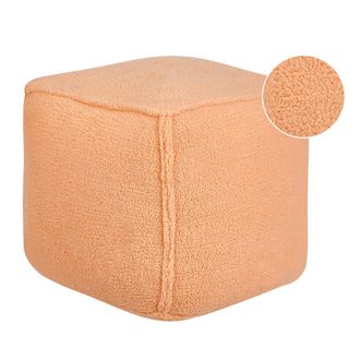 Beliani Beliani - Puf Coj&iacute;n Cuadrado 40 X 40 X 40 Cm Poli&eacute;ster Estampado Liso Naranja Alipur