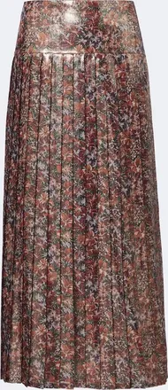 Valentino Floral pleated silk-blend lam&eacute; midi skirt