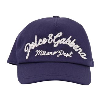 Dolce & Gabbana Gabardine Baseball Cap - unisex - Petten - Blauw - L - Katoen - Accessoires
