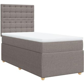 vidaXL Cama Box Spring Con Colch&oacute;n Tela Gris Taupe 90x190 Cm Vidaxl