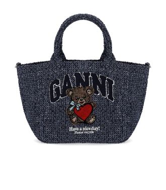 Ganni BORSA SHOPPING SMALL DENIM GANNI
