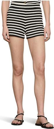 Sanctuary Textured Knit Shorts Womens Jumpsuit & Rompers One Piece Black/Chalk Stripe : LG (US 10-12), Cotton/Polyester