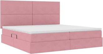 vidaXL with Mattress with Headboard Pink 200 x 200 cm Velvet vidaXL