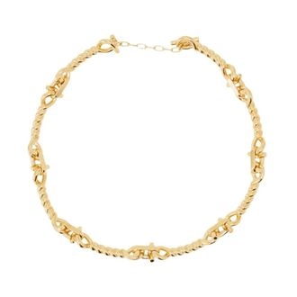 Ferragamo Accessoires, Dames, Geel, ONE Size, Messing Torchon Haak Ketting
