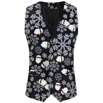 Generic Mens Christmas Festive Waistcoat - V Neck Sleeveless Slim Fit Party Dress Vest Suit - Grey