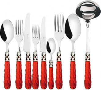 Bugatti Bohemia Ghiera Cromata, Posate Set 75 Pz, Scatola Legno Weng&egrave;, Casa Bugatti - Colore: Rosso