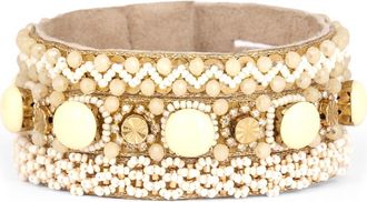 Deepa Gurnani Reed Bead & Crystal Bracelet in Ivory at Nordstrom