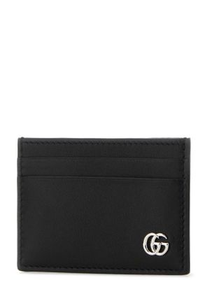 Gucci Mens Black Leather Card Holder Calf Skin Portafogli
