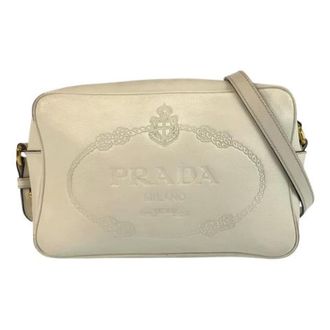 Prada Pre-owned Embossed Logo Leather Shoulder Bag - unisex - Prada Vintage - Vintage Cross Body Bags - Beige - ONE SIZE - Pre-owned