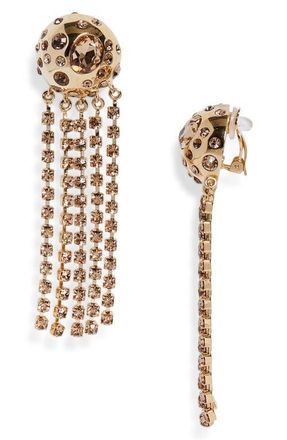 Oscar De La Renta Crystal Fringe Chandelier Clip-On Earrings in Topaz at Nordstrom
